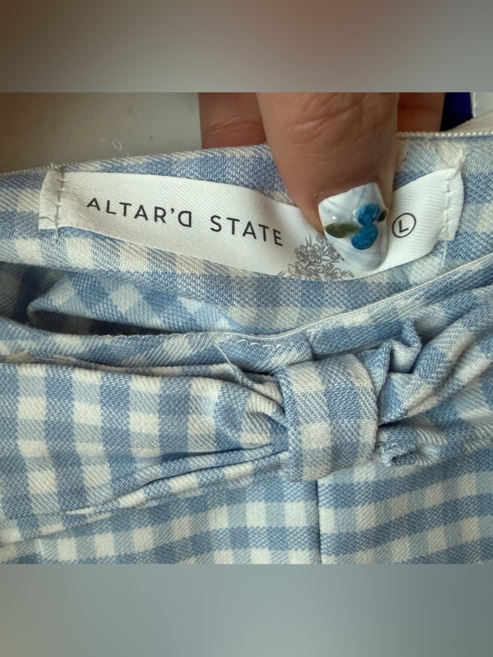 NWT Altar'd State Coquette Blue Gingham Corset Top with Bow - Size Large - Picture 4 of 6